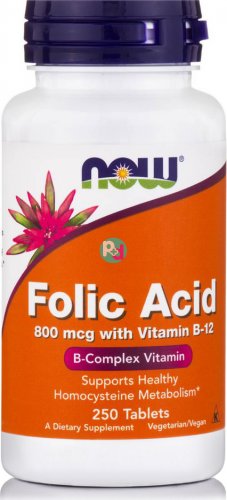 Now Folic Acid 800mcg With Vitamin B-12 250Tabs