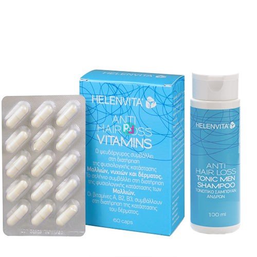 Helenvita Anti Hair Loss Vitamins 60 Caps & Δώρο Anti Hair Loss Tonic Men Shampoo 100ml
