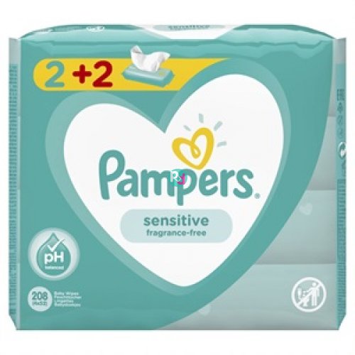 Pampers Sensitive Baby Wipes 4x52 Pcs