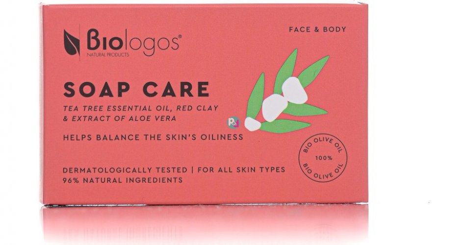 Biologos Soap Care Tea Tree Essential Oil, Red Clay & Aloe Vera 130gr