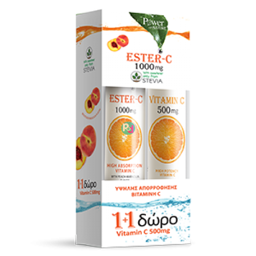 Power Of Nature Ester C 1000mg 20Effervescent tablets  + Vitamin C 500mg 20 Effervescent tablets