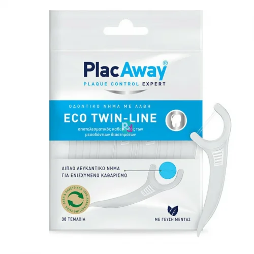 Plac Away Eco Twin - Line Οδοντικό Νήμα με Λαβή 30τμχ