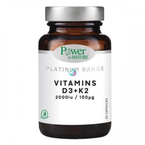 Power Of Nature Platinum Range Vitamins D3 + K2 2000iu/100μg 30 Tabs