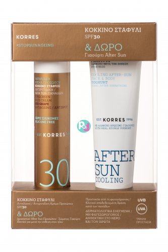 Korres Promo Red Grape Face Sunscreen Anti-Spot SPF 30, 50ml. + After Sun Yoghurt for free