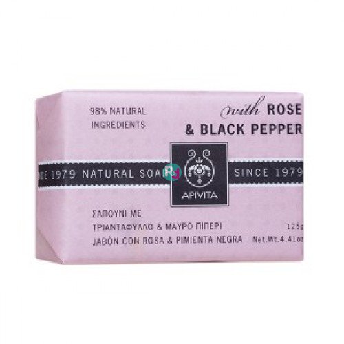 Apivita Φυσικό Σαπούνι Με Τριαντάφυλλο & Μαύρο Πιπέρι 125γρ