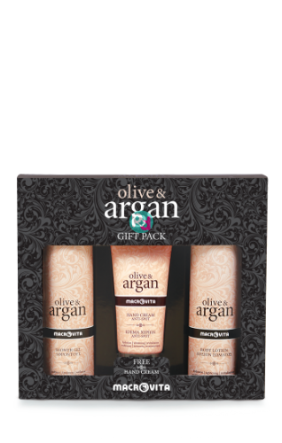 Macrovita Olive & Argan Shower Gel 200ml + Body Lotion 200ml + Gift Hand Cr. 100ml