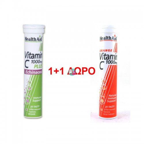 Health Aid Vitamin C 1000mg Plus Echinacea 20 Αναβρ. Δισκία + Δώρο Vitamin C 1000mg 20 Αναβρ. Δισκία