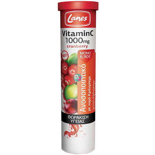 Lanes Vitamin C 1000mg Cranberry 20 Αναβράζουσες Ταμπλέτες
