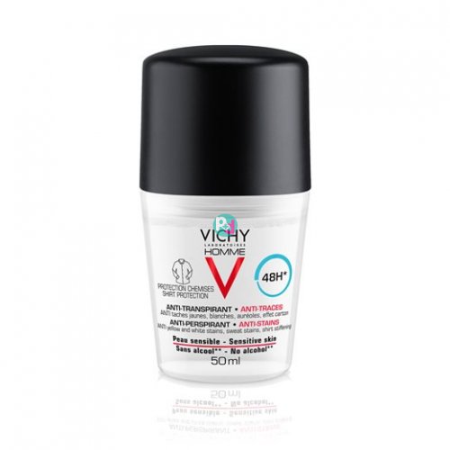 Vichy Homme Deodorant Roll On 48h Antitranspirant Protection/Anti-stain 50ml