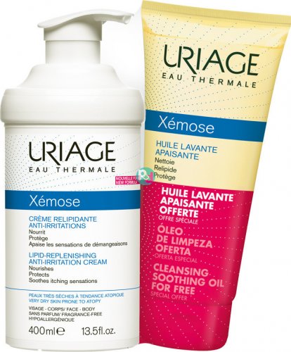 Uriage Uriage Xemose Replenishing Anti-Irritation Cream 400ml & Cleansing Soothing Oil 200ml