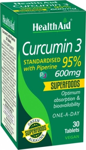 Health Aid Curcumin 3 Με Πιπερίνη 30 Ταμπλέτες