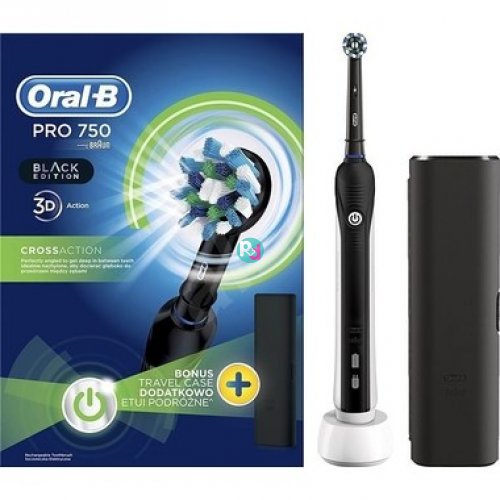 Oral B Pro 750 Black Edition 3D Cross Action Ηλεκτρική Οδοντόβουρτσα 