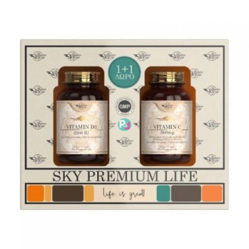 Sky Premium Life Vitamin D3 2500 IU 60 tabs + Δώρο Vitamin C 500 mg 60 tabs