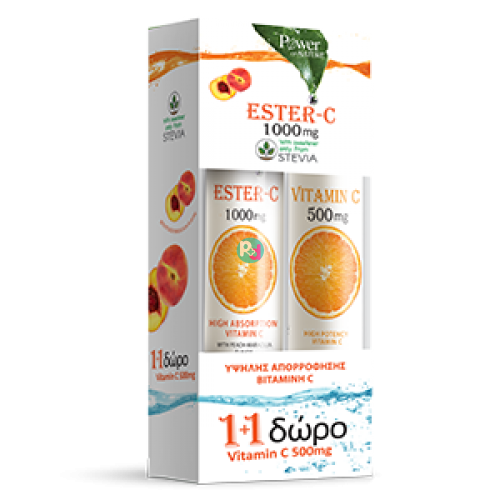 Power Of Nature Ester C 1000mg 20Effervescent tablets  + Vitamin C 500mg 20 Effervescent tablets