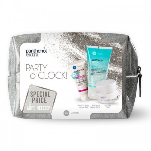 Medisei Panthenol Extra Party O'clock Anti-Wrinkle Face and Eye Cream 50ml, Transparent Micellar Gel 150ml, Face Mask 50ml