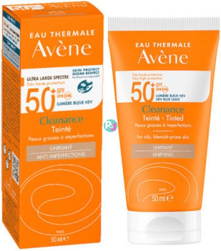 Avène Cleanance Solaire SPF50+ Tinted Facial Sunscreen For Sensitive Oily Skin With Blemishes 50ml