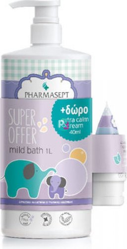 Pharmasept Promo Pack Baby Care Baby Mild Bath 1lt & ΔΩΡΟ Tol Velvet Baby Extra Calm Cream 40ml